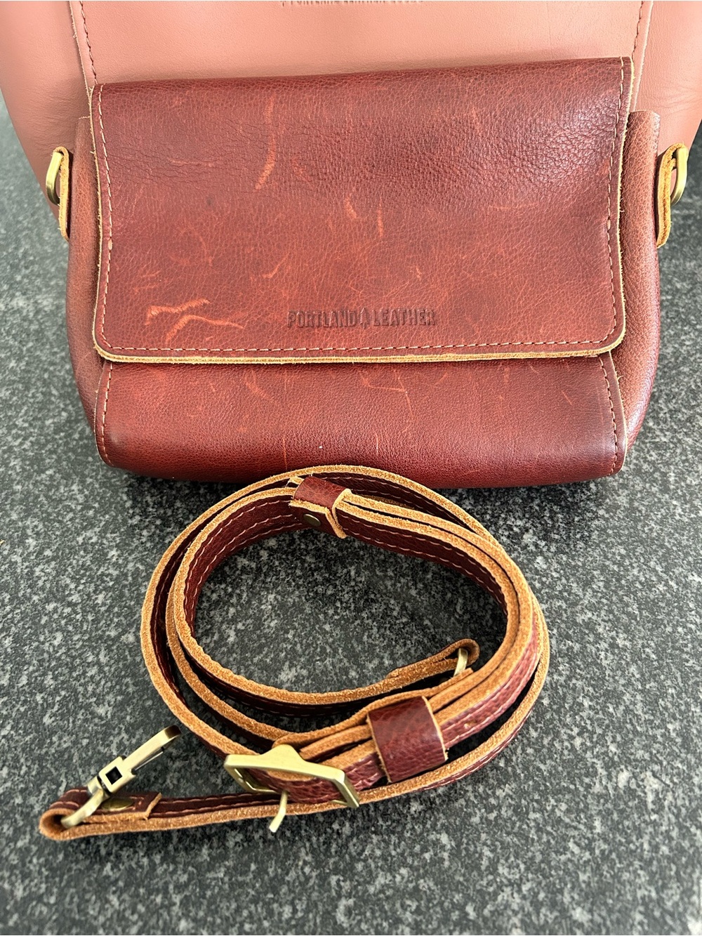 Portland Leather Cognac Brown Leather Crossbody with Removable Strap